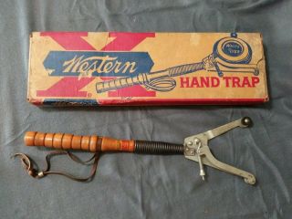 Vintage Western Hand Trap Clay Pigeon Thrower With Box Iob