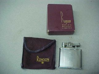 Vintage Ronson Standard Lighter W/box & Soft Bag U.  S.  A.