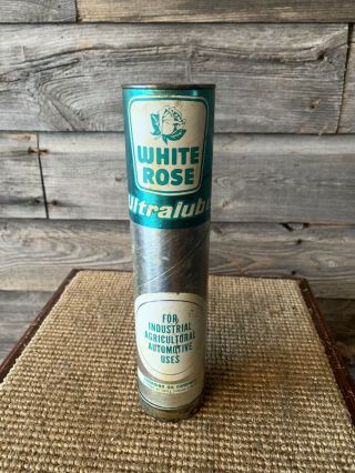 Vintage White Rose Oil Grease Can Tube