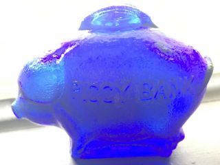 Vintage Cobalt Blue Glass Pig Piggy Coin Bank