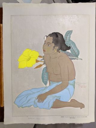 1934 Paul Jacoulet Japanese Woodblock Print Jeune Fille De Saipan