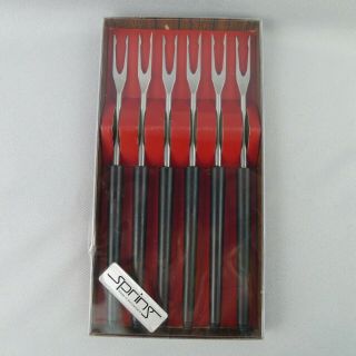 Spring Short Fondue Appetizer Forks 9222 Set Of 6 Switzerland Mcm Vintage