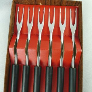 Spring Short Fondue Appetizer Forks 9222 Set of 6 Switzerland MCM Vintage 3