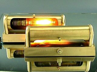 Vintage Mid Century Modernist Pair Wall Light Picture Lamps Sconce Brass Brushed