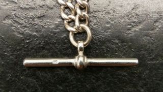 Antique Heavy Silver Graduated Curb Link Albert Pocket Watch Chain & Fob By B&S. 2