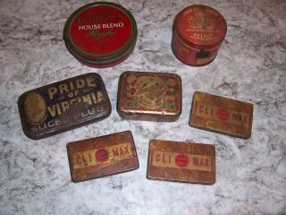 7 Antique Cut Plug Chewing Tobacco Tins Richmond Virginia Va Smoking Tax Stamps