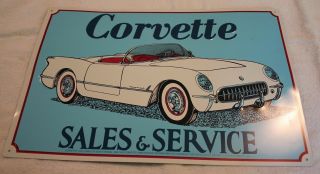 1953 - 1955 Corvette Sales And Service Metal Sign
