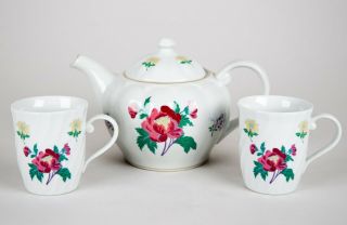 Laura Ashley Parfums Tea Pot & Mug Set Vintage Floral China