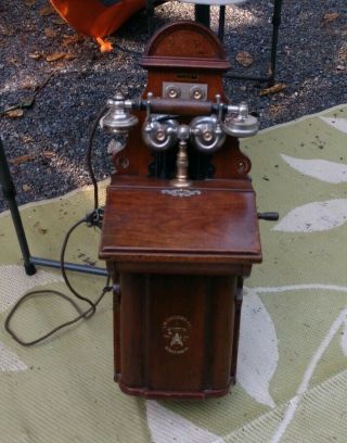 Antique L M Ericsson Round Top Rare Chili Telephone Company Wall Mount Cradle