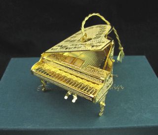Baldwin Brass 24 Kt Gold Classical Piano Christmas Tree Ornament Box 3d Vtg 1998