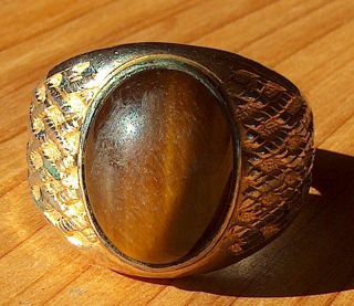 Estate Find Vintage Mens C&c 10k Gold Filled Tigers Eye Ring Size 11.  5 Not Scrap