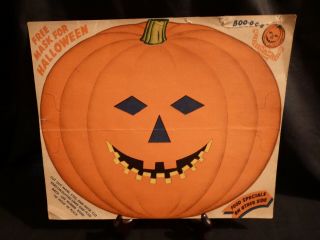 Vintage Large Pumpkin Face Mask From Grocery Store - 1940 