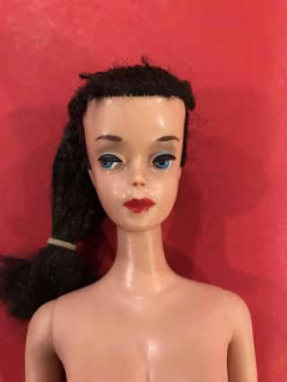 Vintage Ponytail Barbie 3 or 4 Blue Eyeliner Brunette Barbie TM,  Japan on Foot 2
