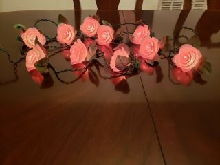 String Lights Pink Rose 10 Light Set Indoor/outdoor Kurt Sadler Vtg