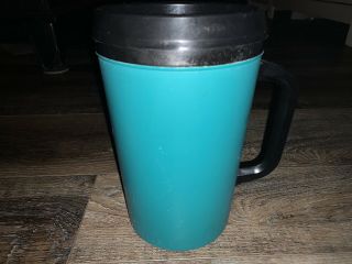 Aladdin Vintage Turquoise Blue Travel Coffee Mug Cup W/lid Plastic 32 Oz.