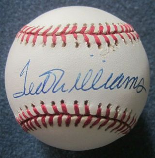 Ted Williams Signed Autographed Baseball American Rawlings Boston Red Soxs Hof