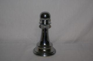 Vintage Metal Pawn Doorstop Or Paperweight Heavy Chrome Silver Chess Piece