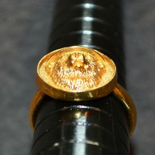 Vintage Smokey Bear Ring Gold Tone Adjustable Rare & HTF EUC 2