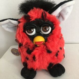 Vintage 1999 Tiger Furby Lady Bug Red With Black Spots & Plastic Hang Tag