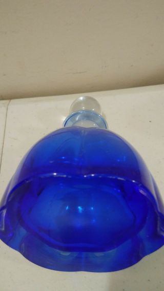 Vintage Heavy Glass petal Shaped cobalt blue Perfume Bottle with clear Stopper 3