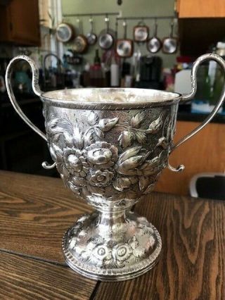 Sterling Silver Ss S.  Kirk & Son Repousse Bowl With Handles And Monogram