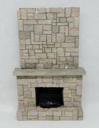 Vintage Electric Stone Fireplace Mantle Hearth Artisan Dollhouse Miniature 1:12