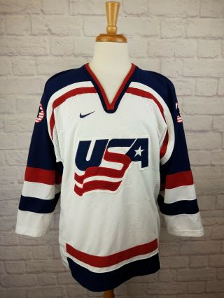 Vtg 1998 NIKE USA Olympic Team Ice Hockey Jersey Blue Sz SMALL - Nagano Vintage 2