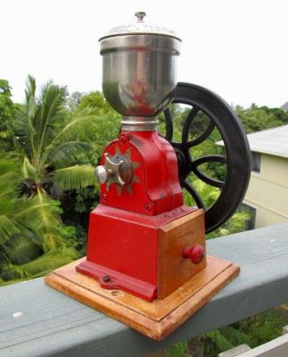 Elma Single Wheel Antique Cast Iron Coffee Grinder Mill Paint