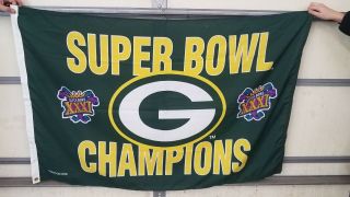 1997 Bowl Xxxi Champions Green Bay Packers Banner Flag Football Fan Ja