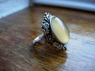 FINE ANTIQUE ARTS AND CRAFTS RING STERLING SILVER SMOKY QUARTZ? 3