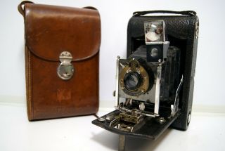 Kodak USA No.  3 Folding Pocket film Camera Model G old bellows vintage with case 2