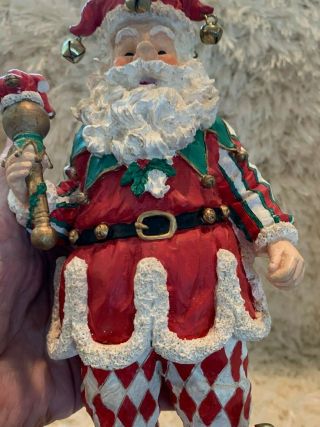 Vtg House Of Lloyd 1998 Resin Santa With Jester Outfit/bells,  Handpainted