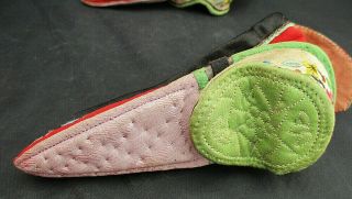 VTG Antique Child ' s Lotus Shoe Bound Feet Silk Thread Embroidery Quilted Heel 2