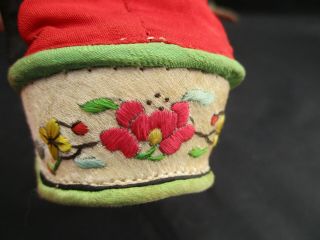 VTG Antique Child ' s Lotus Shoe Bound Feet Silk Thread Embroidery Quilted Heel 3