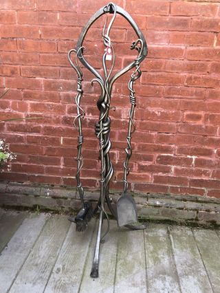 One Of A Kind Arts And Crafts Hand Wrought Fireplace Tools