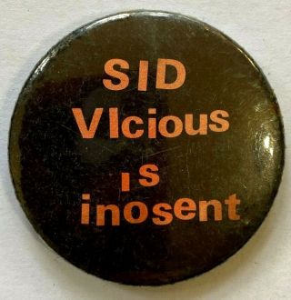 Sex Pistols - Sid Vicious Is Inosent - Vtg 70/80`s Button Pin Badge 37mm Punk