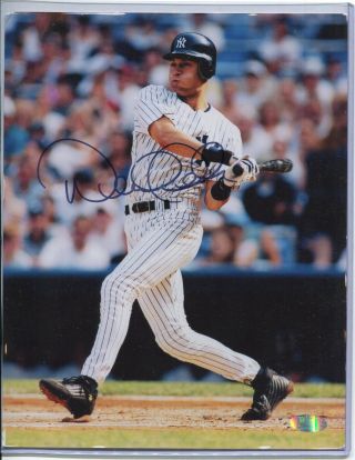 Derek Jeter Signed 8x10 Photo At Bat York Yankees Autographed Steiner