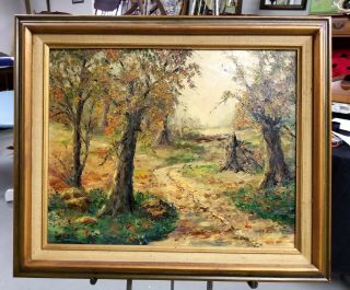 Incredible Vintage Impressionist Landscape Oil On Board Style Of Robert Wood