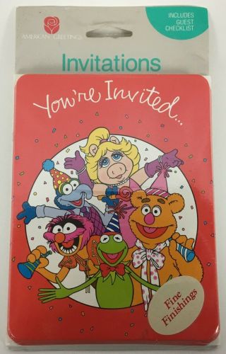 Vtg Muppets 8 Party Invitations Cards W Envelopes American Greetings Nos