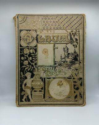 Antique Victorian Album Scrapbook Die Cuts Trade Cards Scraps Stories Midcentury