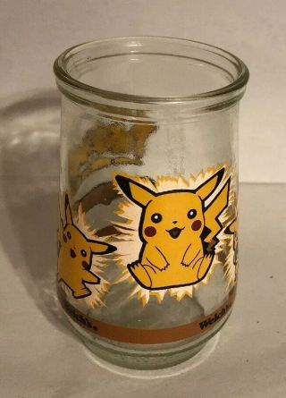 Pokemon 25 Pikachu Promotional Welch’s Glass Jelly Jar Nintendo 1999 Vintage
