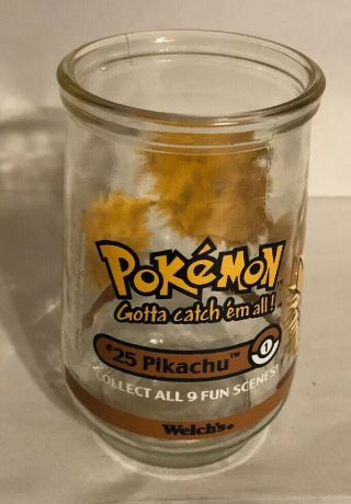 Pokemon 25 PIKACHU Promotional Welch’s Glass Jelly Jar NINTENDO 1999 Vintage 2