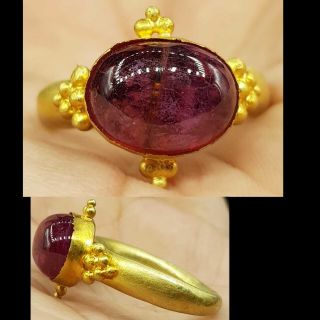 Ancient 22k Karat Gold Ring With Ruby Stone 22