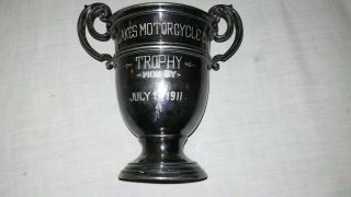 Antique Wallace Bros Silver Co.  V1852 Fourlakes Motorcycle Club Trophy 7/29/1911