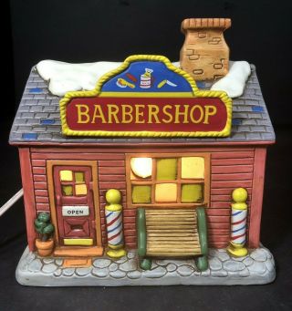 Geo Z Lefton China 06901 Vtg.  Barber Shop Year 1988 Christmas Village Houses Ec