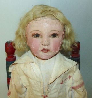 Rare Antique Cloth Doll Philadelphia Baby American J.  B.  Sheppard Girl Wig