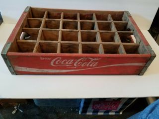 Coca Cola Coke Vintage Red Slotted Wooden Soda Pop 24 Bottle Wood Box Crate
