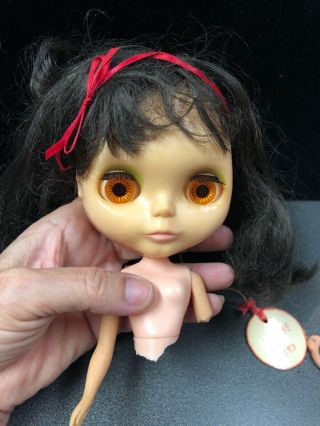 Vtg 1972 Kenner Blythe Doll Head Only,  Dark Hair 4 Eye Colors Hong Kong Rare (l