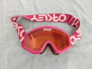 Vintage Oakley O - Frame Ski Snowboard Mx Goggles Pink Frame Orange Lenses
