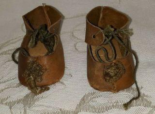 Antique Brown Soft Leather Doll Shoes Bisque China Head Doll $33.  33